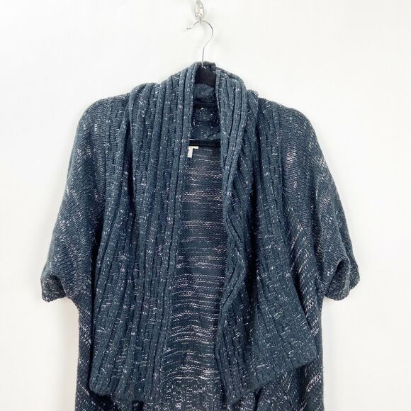 Cato 14/16W Plus Womens Dark Gray Marled Open Front Waterfall Sweater Cardigan - Picture 2 of 6